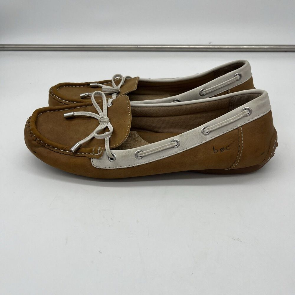 BOC BORN CONCEPTS BROWN White SLIP ON LOAFERS‎ MOCCASINS FLATS 8M - Picture 3 of 11